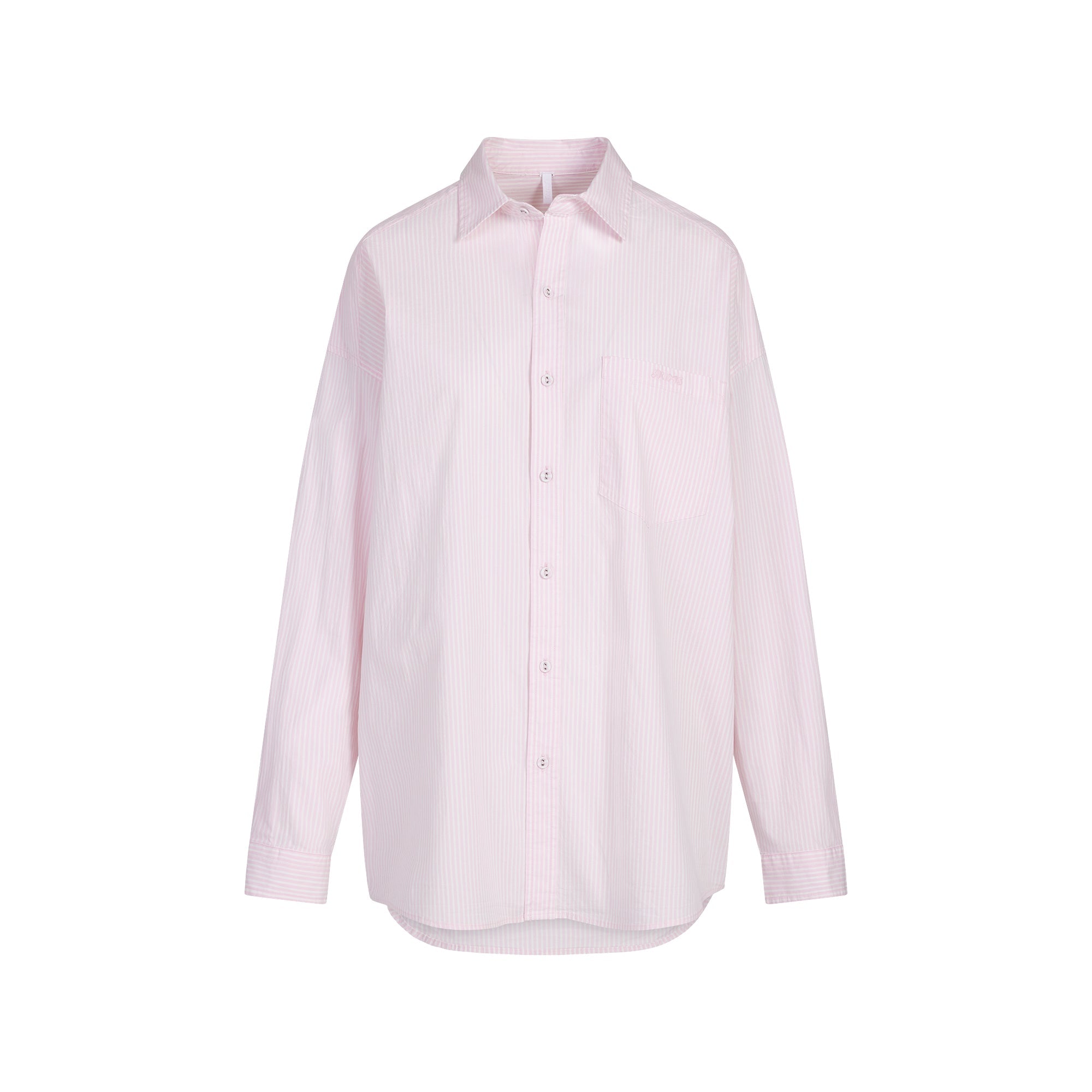COTTON POPLIN OVERSIZED SLEEP SET | CHERRY BLOSSOM STRIPE FLAT ON A WHITE BACKGROUND | FLT