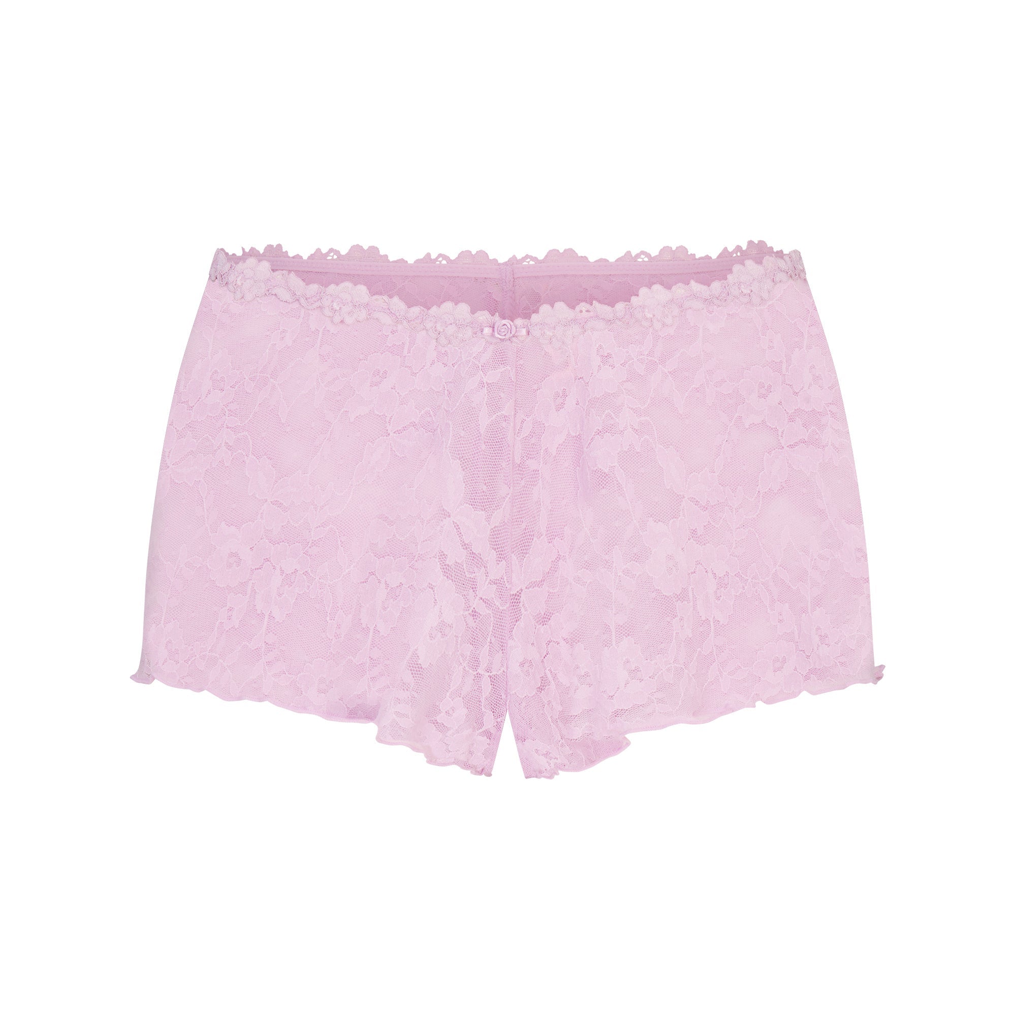 STRETCH LACE TRIANGLE CAMI AND SHORT SET | BABY PINK FLAT ON A WHITE BACKGROUND