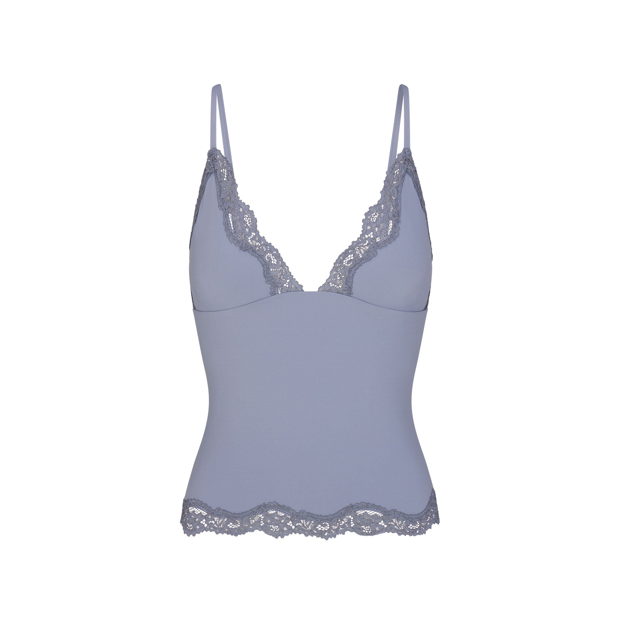 FITS EVERYBODY LACE CAMI AND BOY SHORT SET | SLATE TONAL & LAYS FLAT ON A WHITE BACKGROUND | FLT