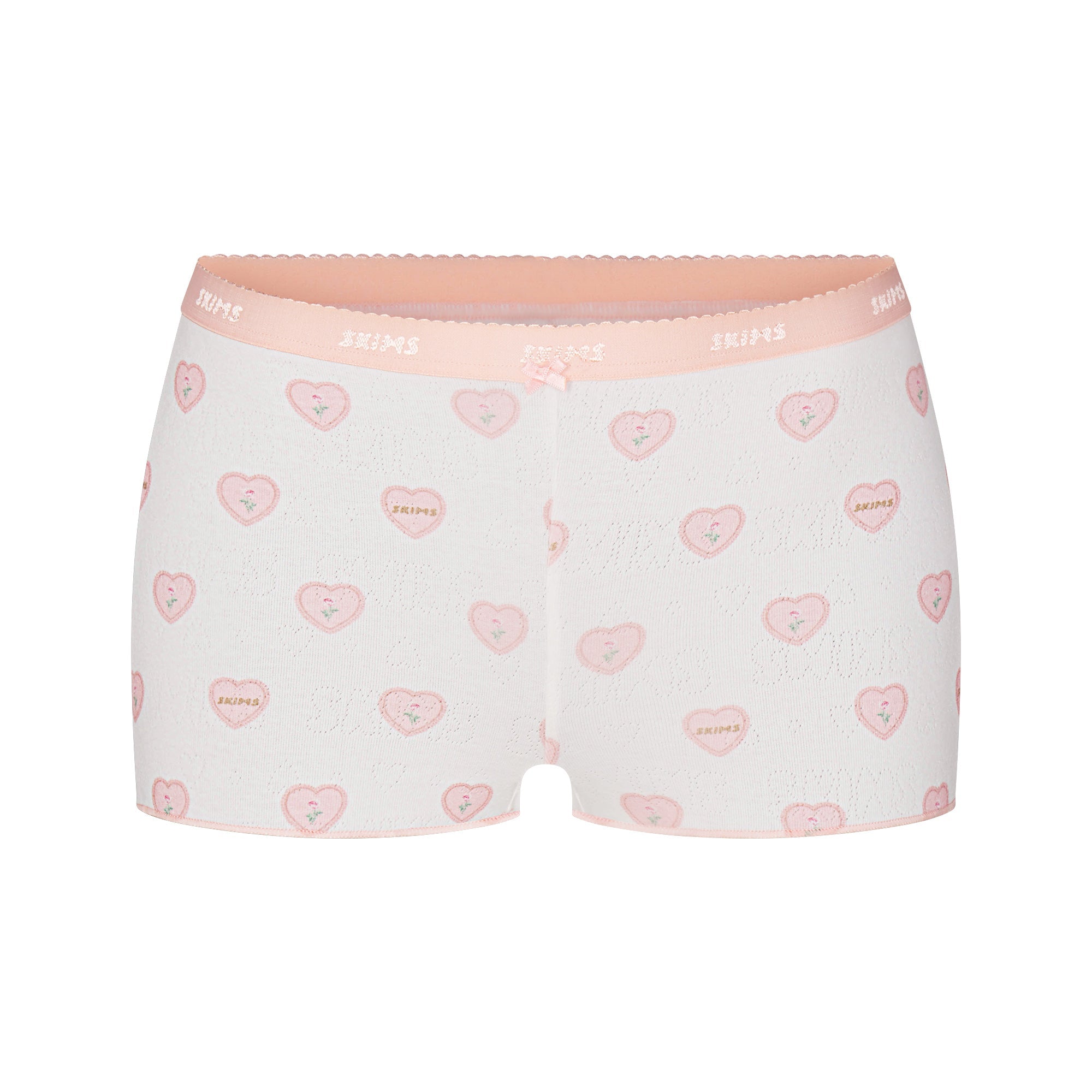 LOGO POINTELLE BABY TEE AND SHORT SET | SNOW LACE HEARTS FLAT ON A WHITE BACKGROUND | FLT