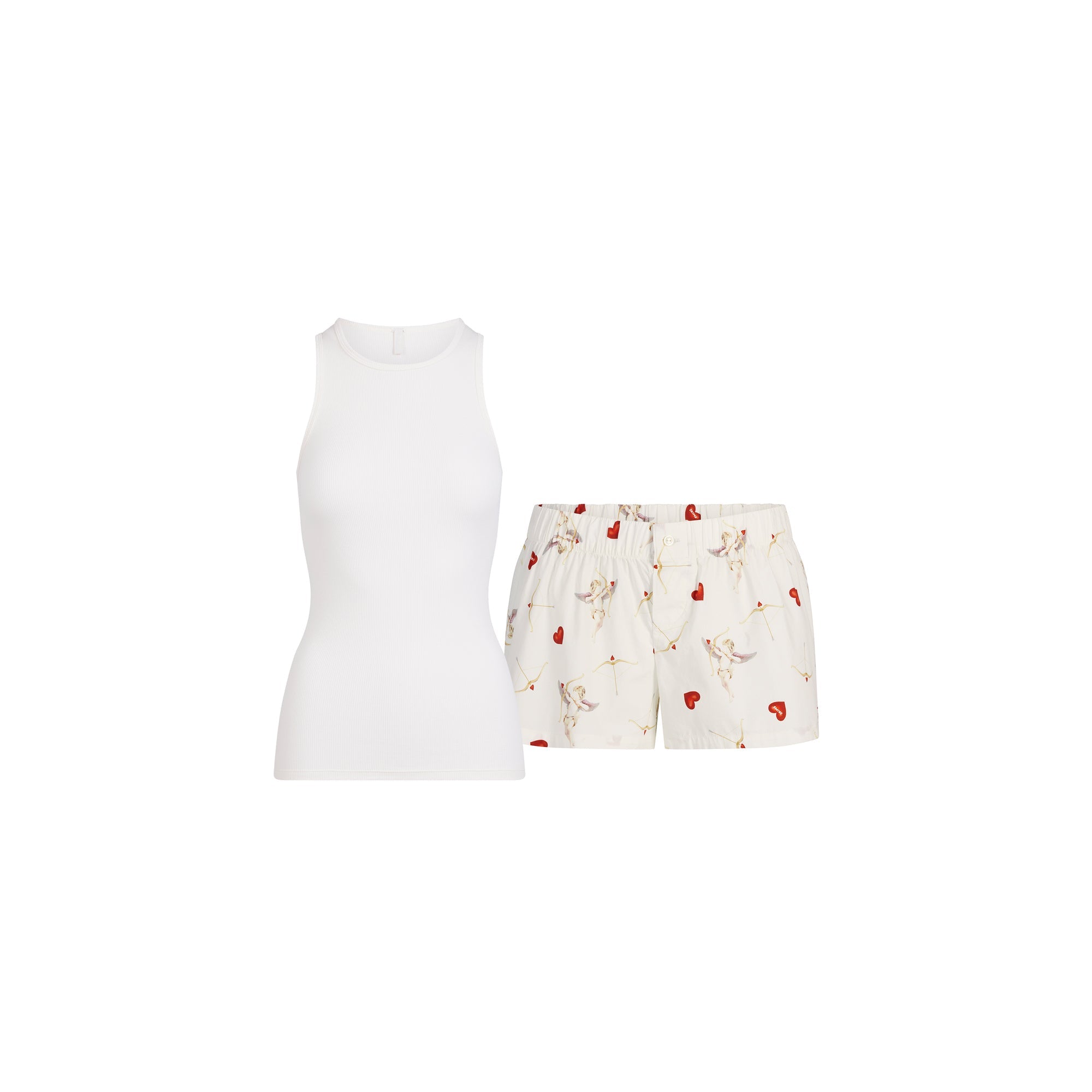 COTTON POPLIN BOXER SLEEP SET | MARBLE CHERUB PRINT FLAT ON A WHITE BACKGROUND | FLT