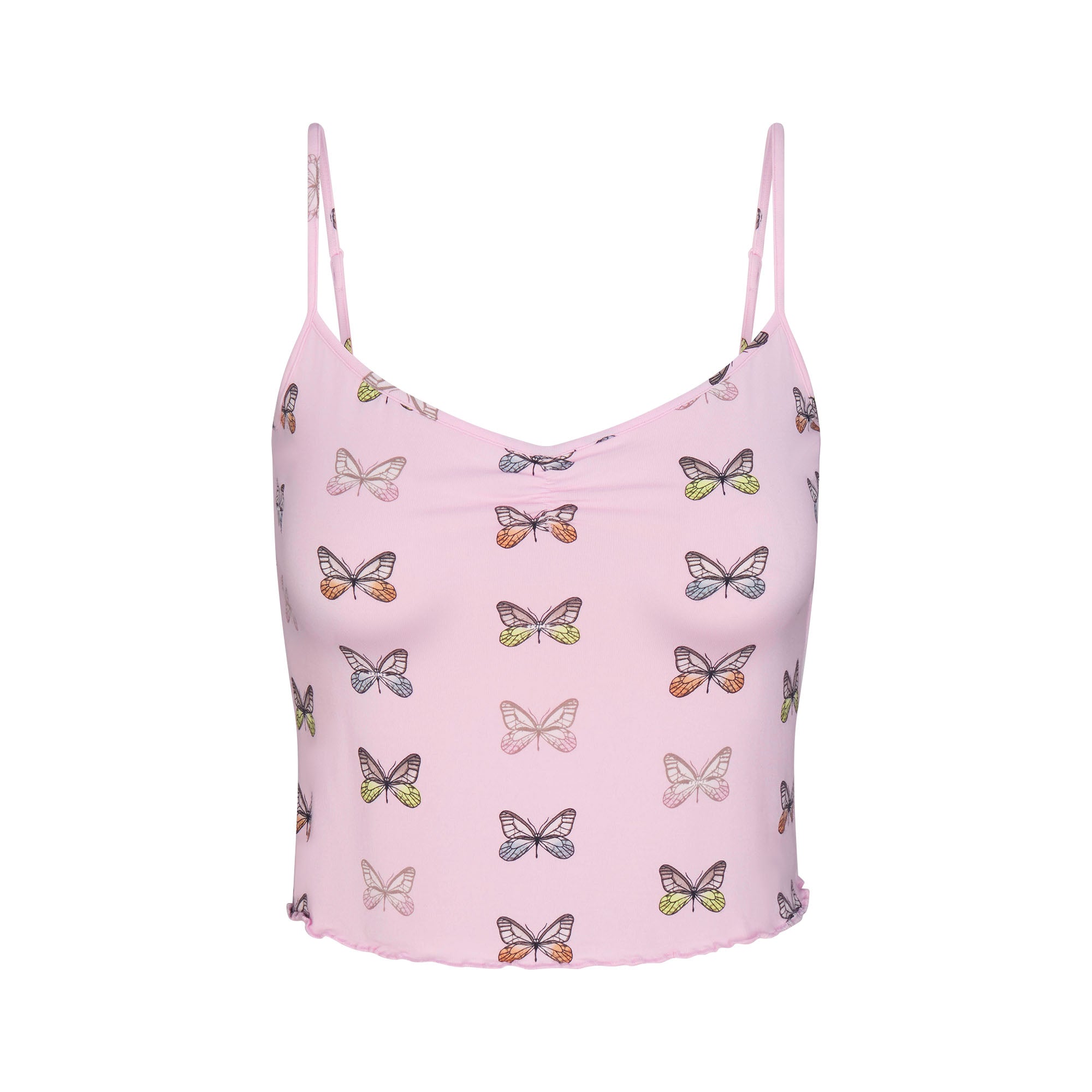SKIMS SLEEP CAMI SET | PEONY BUTTERFLY PRINT FLAT ON A WHITE BACKGROUND | FLT