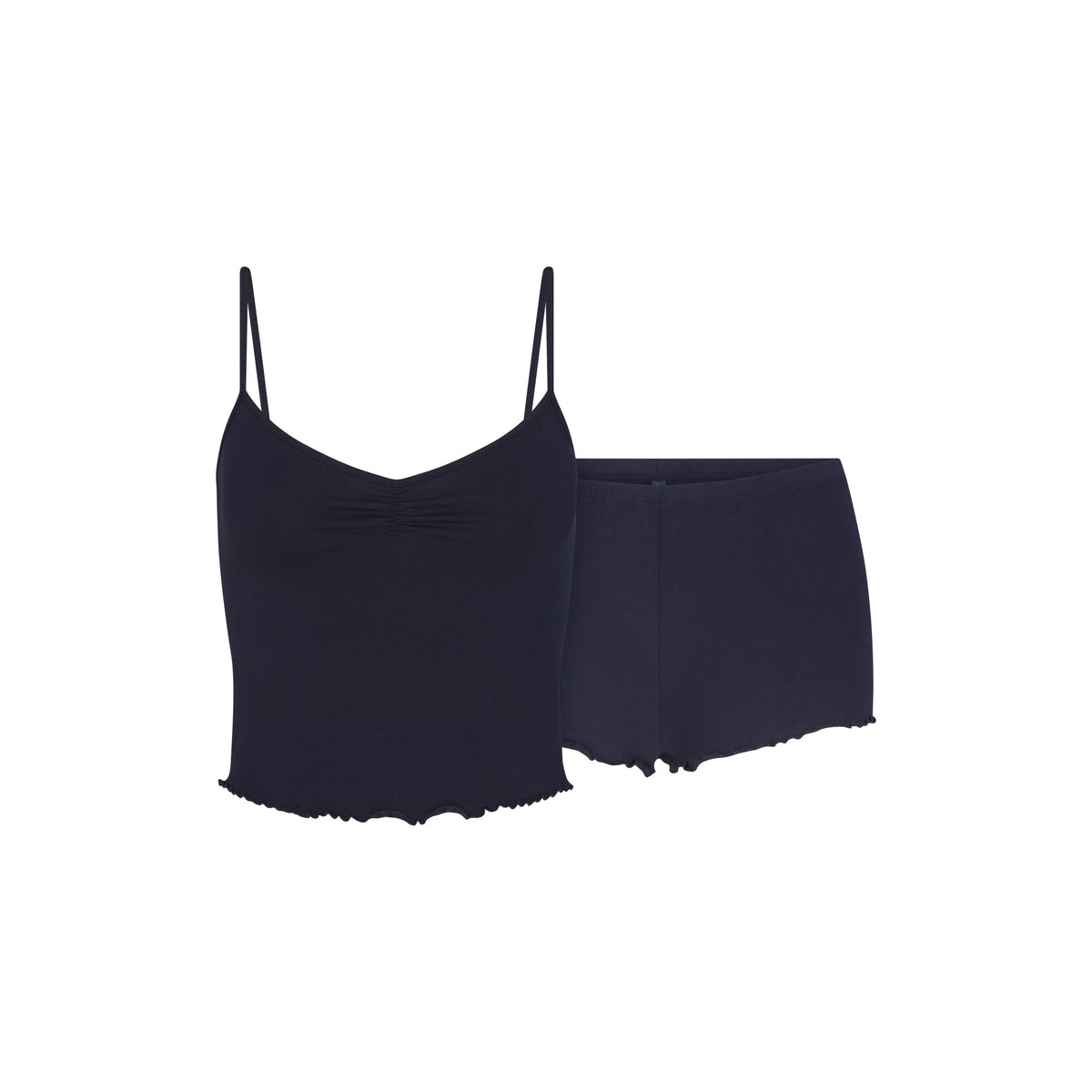 SKIMS SLEEP CAMI SET | NAVY FLAT ON A WHITE BACKGROUND | FLT