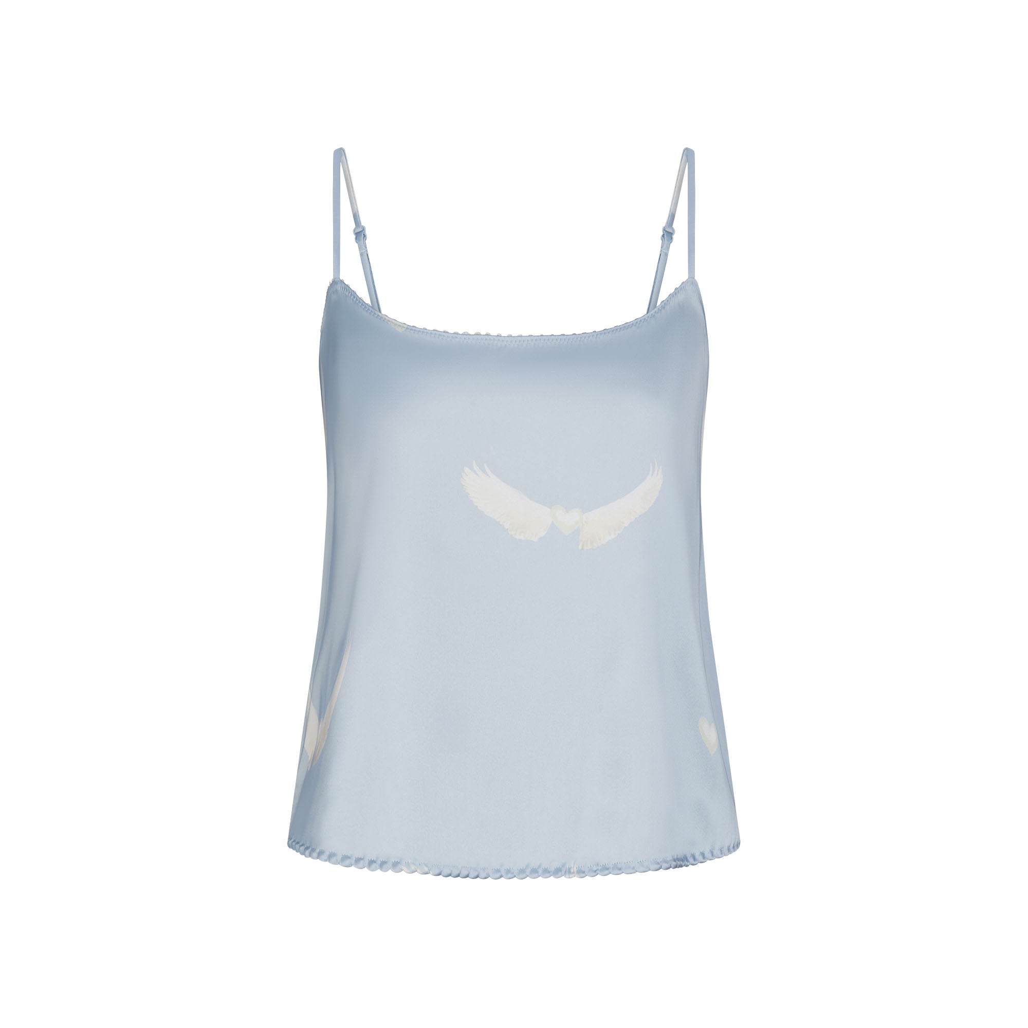 WOVEN SHINE CAMI AND SHORT SLEEP SET | AERO WING HEARTS PRINT ADDITIONAL FABRIC DETAILS