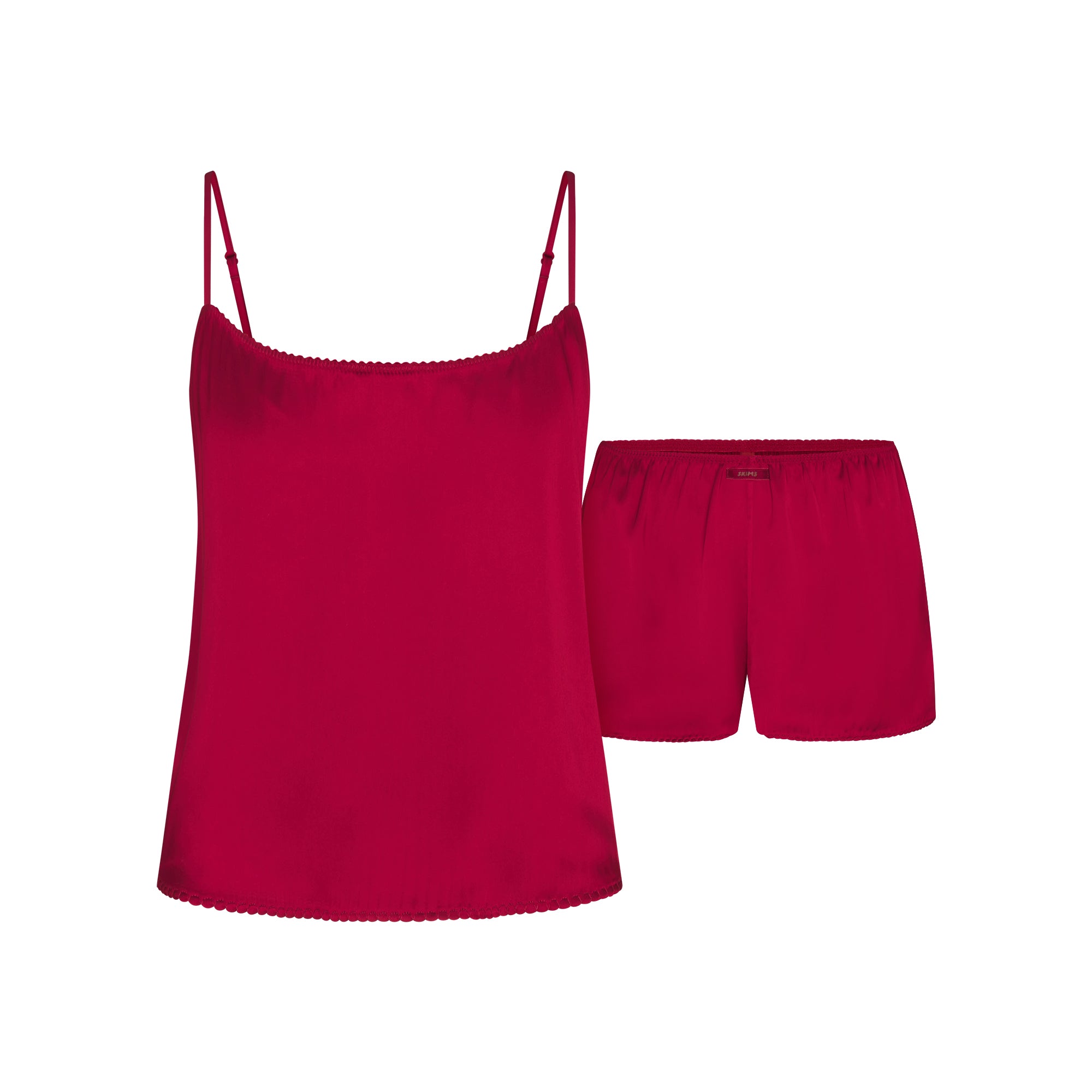 WOVEN SHINE CAMI AND SHORT SLEEP SET | BRICK FLAT ON A WHITE BACKGROUND | FLT