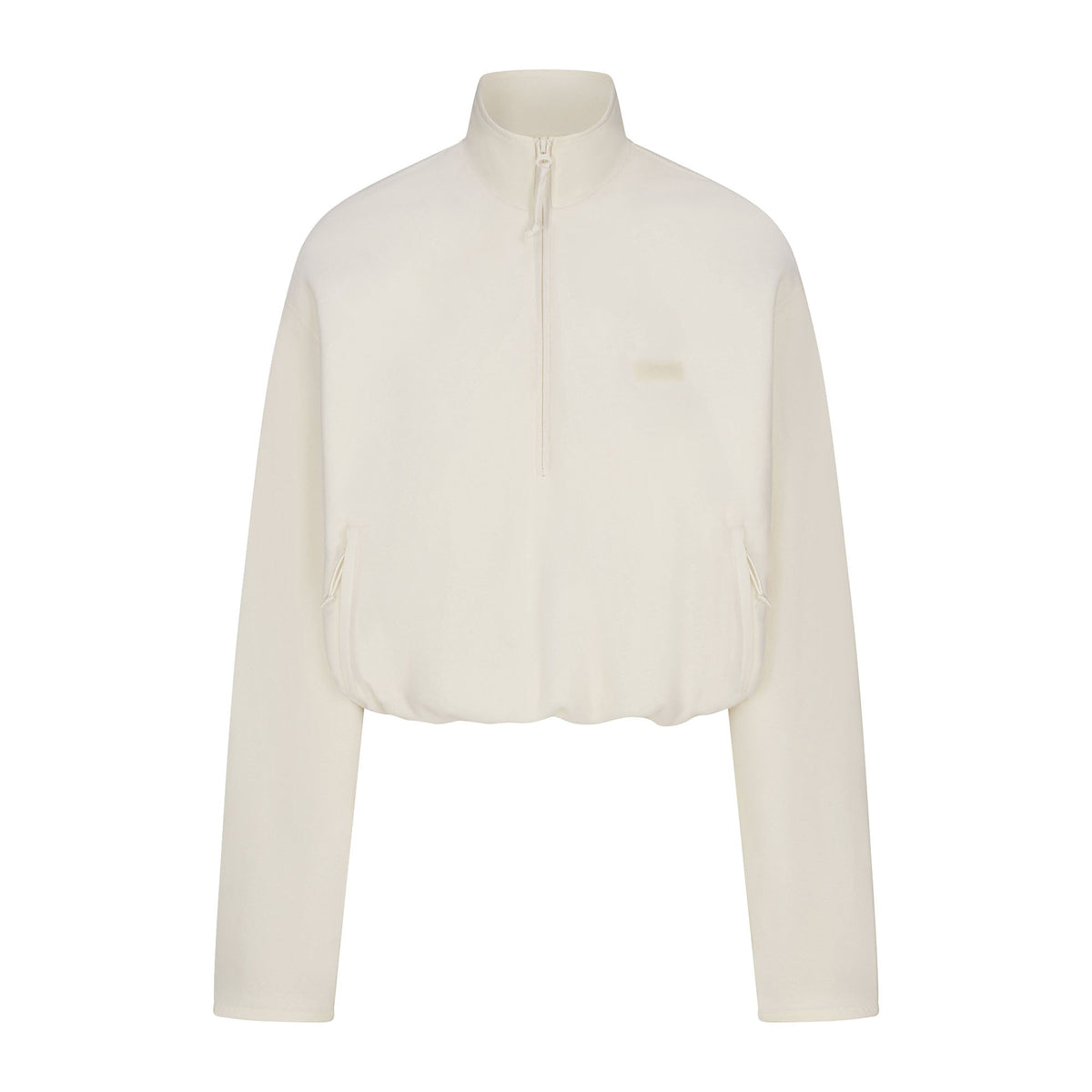 OUTDOOR FLEECE HALF ZIP PULLOVER | ECRU FLAT ON A WHITE BACKGROUND | FLT