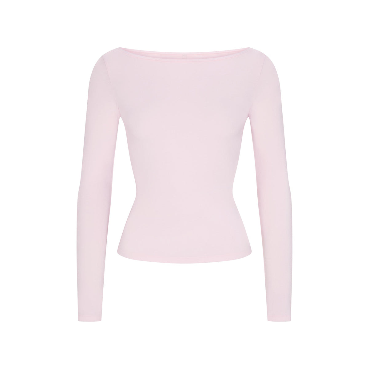 COTTON JERSEY LONG SLEEVE BOATNECK TOP | CHERRY BLOSSOM FLAT ON A WHITE BACKGROUND | FLT