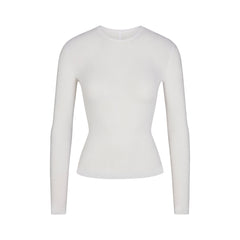 SHEER RIB LONG SLEEVE TOP | SNOW FLAT ON A WHITE BACKGROUND | FLT