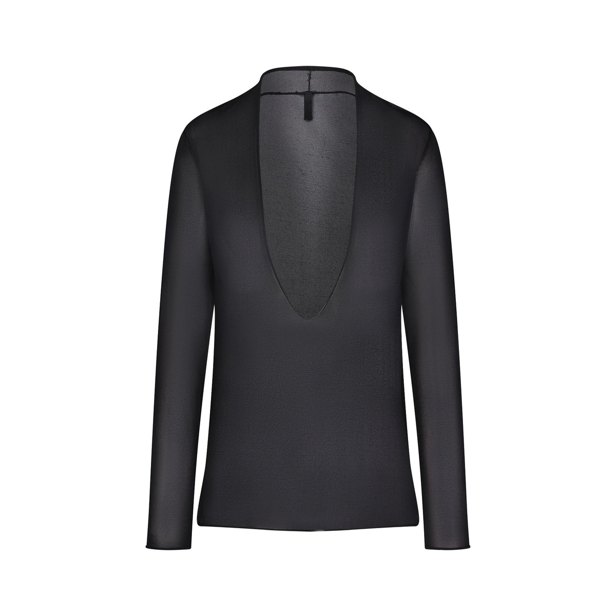 SLINKY KNIT DEEP PLUNGE TOP | OBSIDIAN FLAT ON A WHITE BACKGROUND | FLT