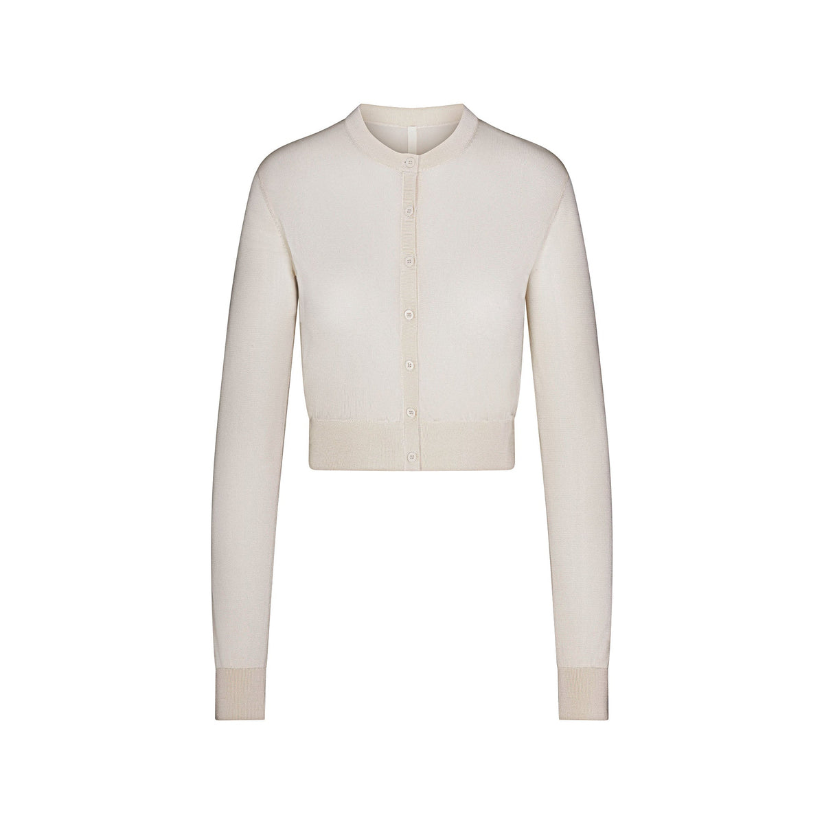 SLINKY KNIT CARDIGAN | BUFF FLAT ON A WHITE BACKGROUND | FLT