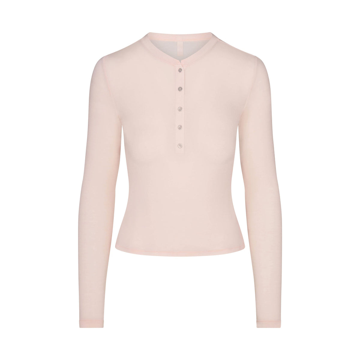 SHEER MODAL CREW NECK HENLEY | PRIMROSE FLAT ON A WHITE BACKGROUND | FLT