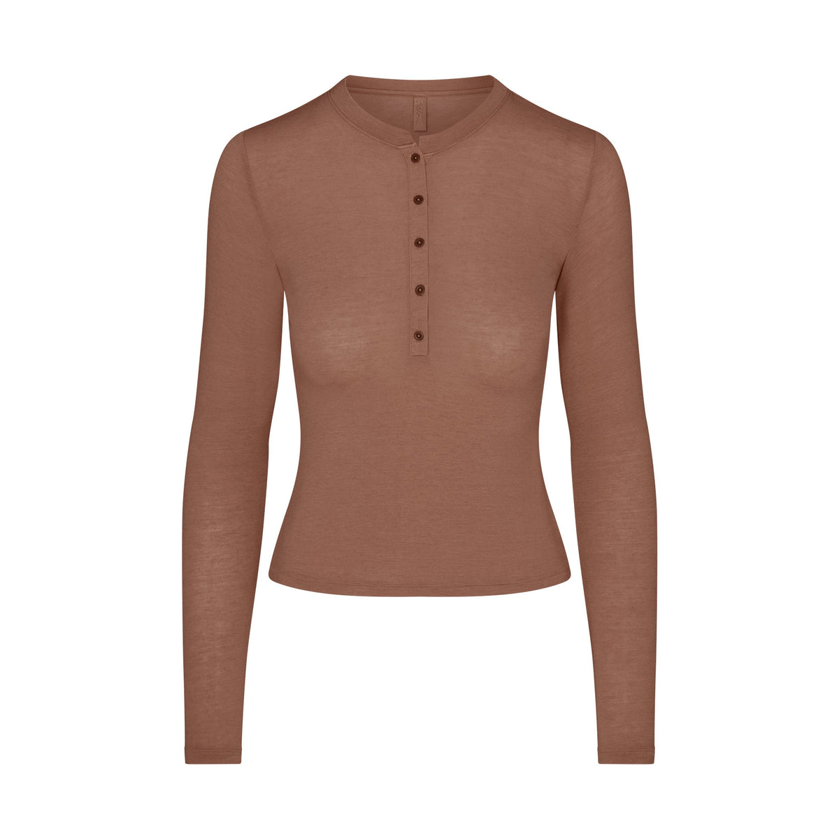 SHEER MODAL CREW NECK HENLEY | SIENNA FLAT ON A WHITE BACKGROUND | FLT