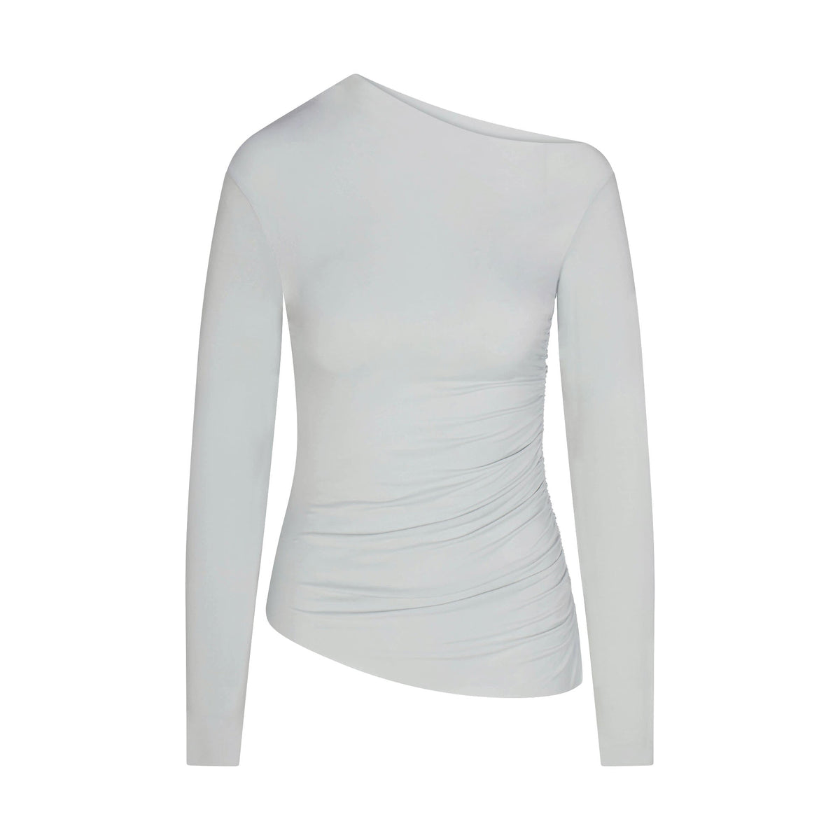 CUPRO JERSEY ASYMMETRICAL TOP | PEARL FLAT ON A WHITE BACKGROUND | FLT