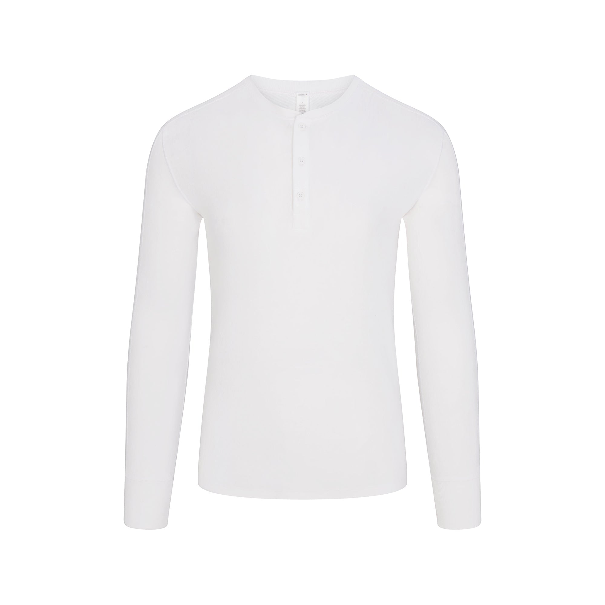 SKIMS COTTON RIB MENS HENLEY | CHALK FLAT ON A WHITE BACKGROUND | FLT