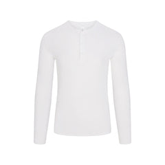 SKIMS COTTON RIB MENS HENLEY | CHALK FLAT ON A WHITE BACKGROUND | FLT