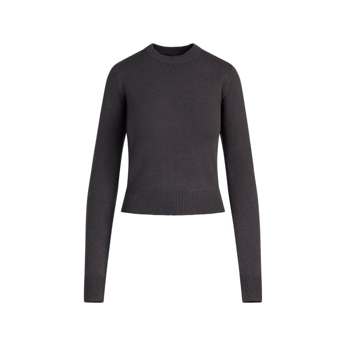 SWEATER KNITS LONG SLEEVE FITTED CREW NECK | ASH FLAT ON A WHITE BACKGROUND | FLT