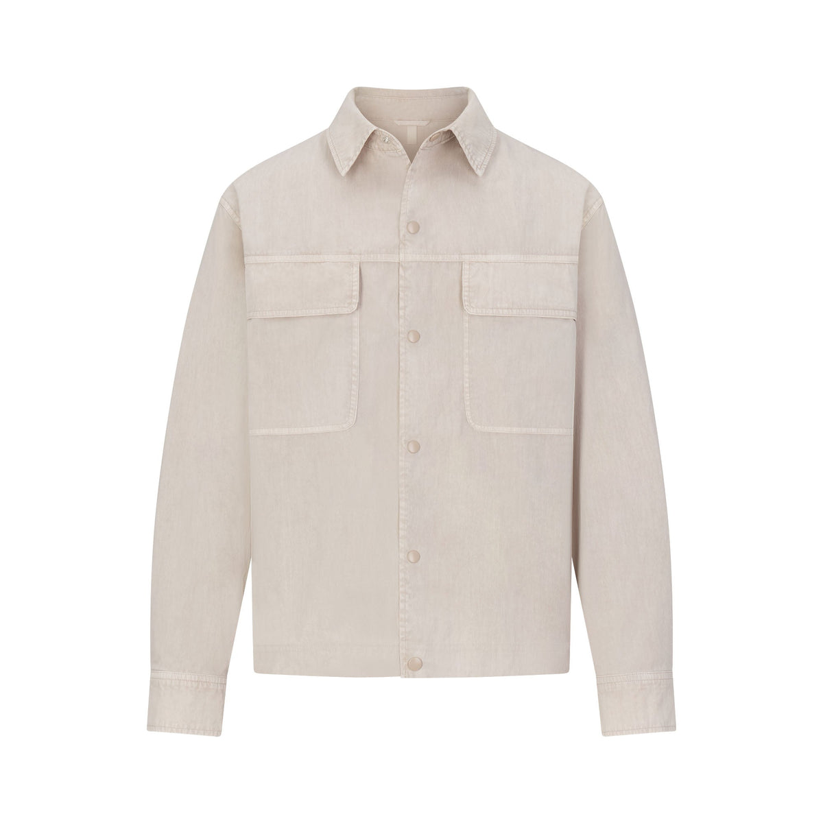 WOVEN MENS BUTTON UP TOP | STONE FLAT ON A WHITE BACKGROUND | FLT