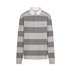 BOYFRIEND FLEECE OVERSIZED POLO | GREY HEATHER MULTI & LAYS FLAT ON A WHITE BACKGROUND | FLT