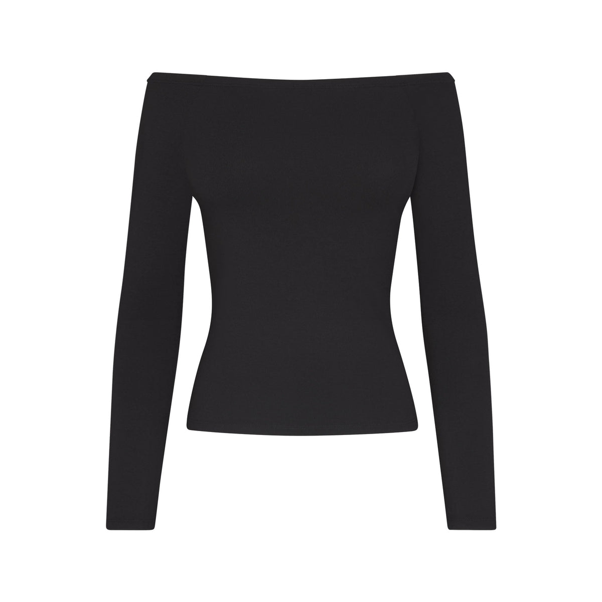 SMOOTH LAYERS OFF THE SHOULDER TOP | OBSIDIAN FLAT ON A WHITE BACKGROUND | FLT