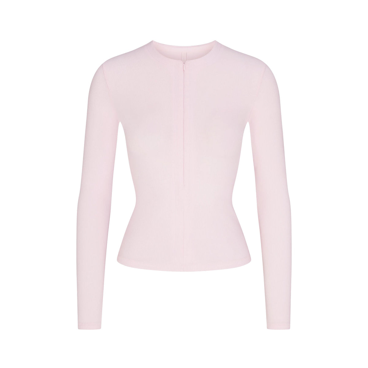 COTTON RIB ZIP UP TOP | CHERRY BLOSSOM FLAT ON A WHITE BACKGROUND | FLT
