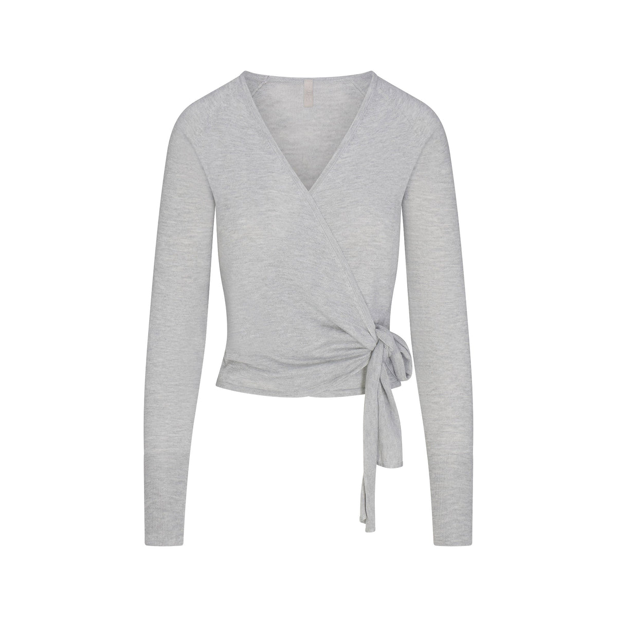 ESSENTIAL SWEATERS ROUNDED CARDIGAN | MID HEATHER GREY FLAT ON A WHITE BACKGROUND | FLT