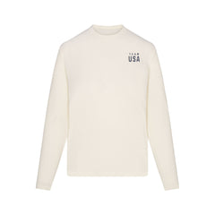 SKIMS FOR TEAM USA WORN IN JERSEY OLYMPIC LONG SLEEVE T-SHIRT | ECRUFLAT ON A WHITE BACKGROUND | FLT