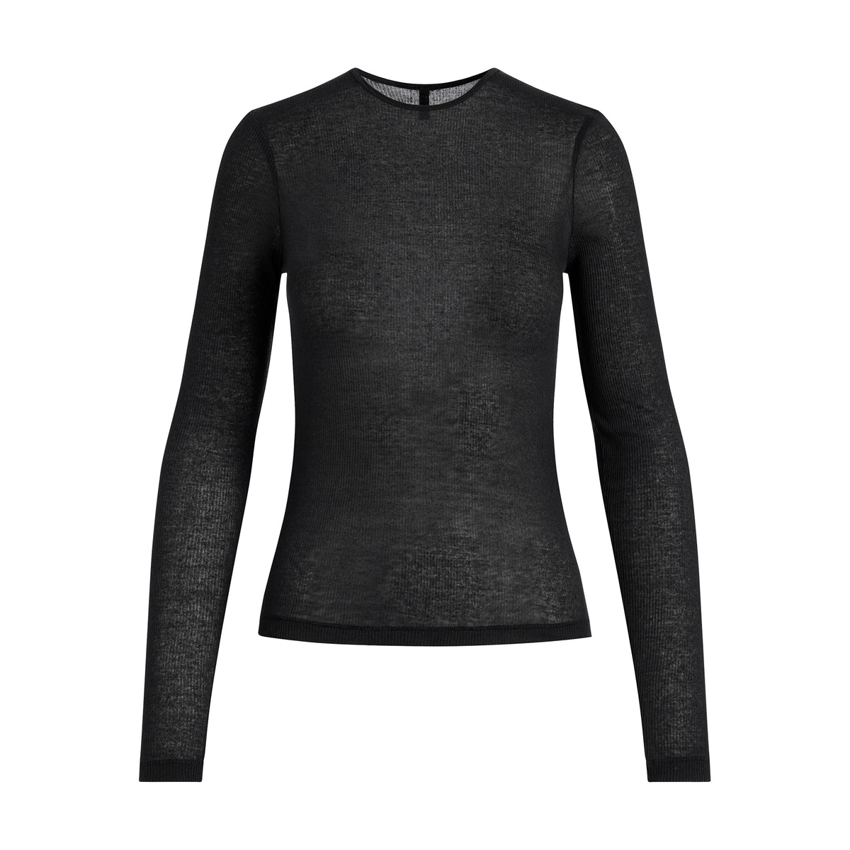 SHEER COTTON LONG SLEEVE T-SHIRT | SOOT FLAT ON A WHITE BACKGROUND | FLT