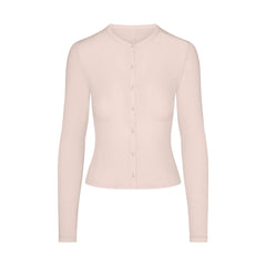 SHEER MODAL CARDIGAN | PRIMROSEFLAT ON A WHITE BACKGROUND | FLT