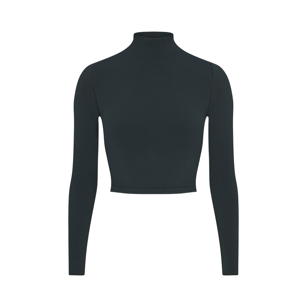 NikeSKIMS VINTAGE SEAMLESS MOCK NECK CROP TOP | DARK TEAL FLAT ON A WHITE BACKGROUND | FLT