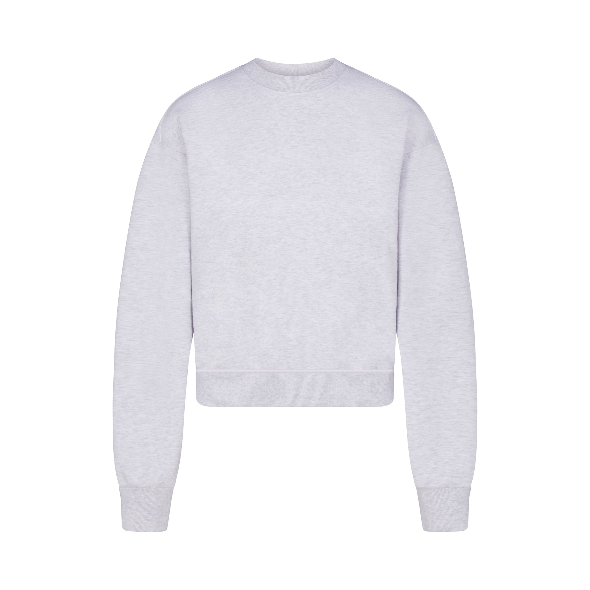 COTTON FLEECE CLASSIC CREWNECK | LIGHT HEATHER GREY (HOODIES, TOPS) LAYS FLAT ON A WHITE BACKGROUND | FLT