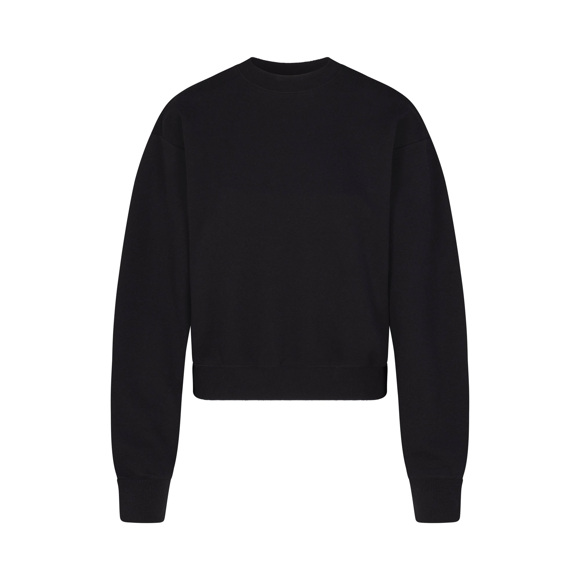 COTTON FLEECE CLASSIC CREWNECK | ONYX LAYS FLAT ON A WHITE BACKGROUND | FLT