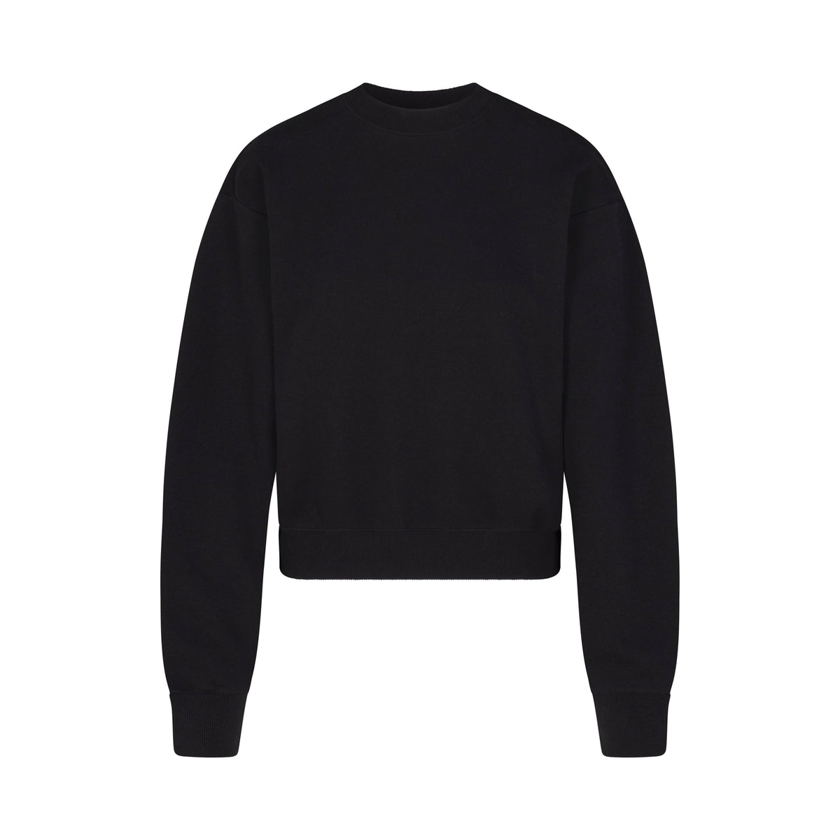 COTTON FLEECE CLASSIC CREWNECK | ONYX LAYS FLAT ON A WHITE BACKGROUND | FLT