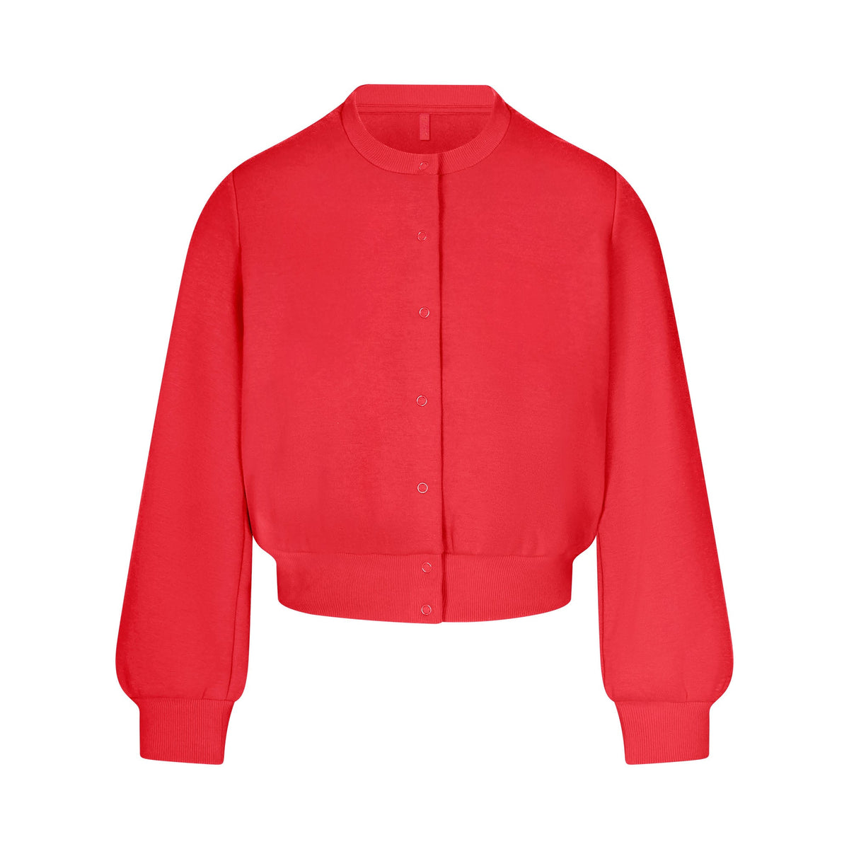 COTTON FLEECE SHRUNKEN CARDIGAN | WASHED RED FLAT ON A WHITE BACKGROUND | FLT