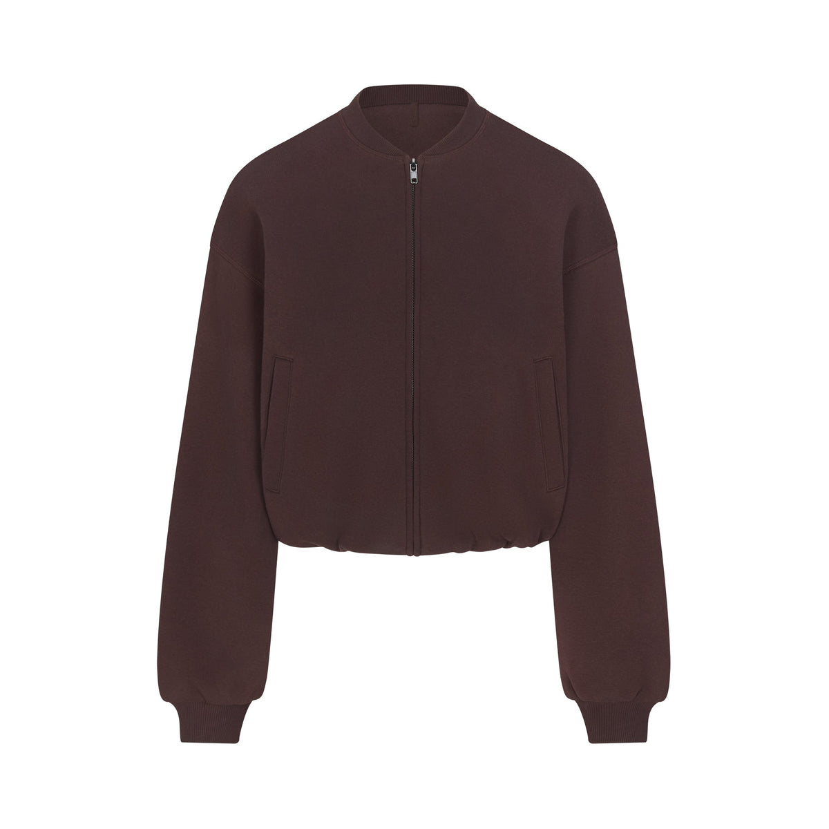 COTTON FLEECE BOMBER | ESPRESSO FLAT ON A WHITE BACKGROUND | FLT