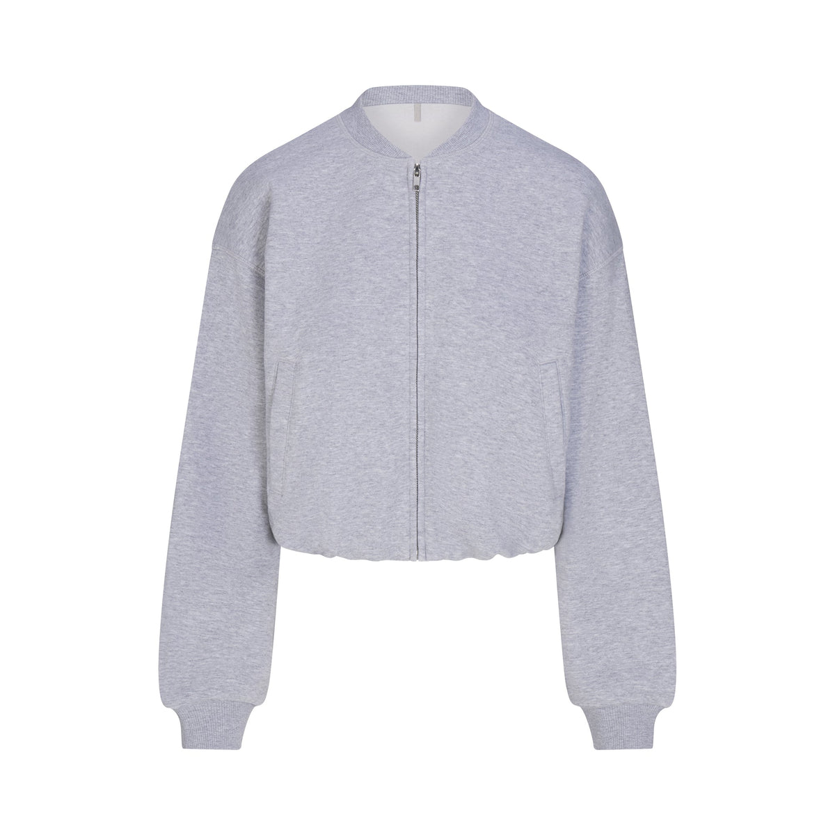 COTTON FLEECE BOMBER | HEATHER GREY FLAT ON A WHITE BACKGROUND | FLT