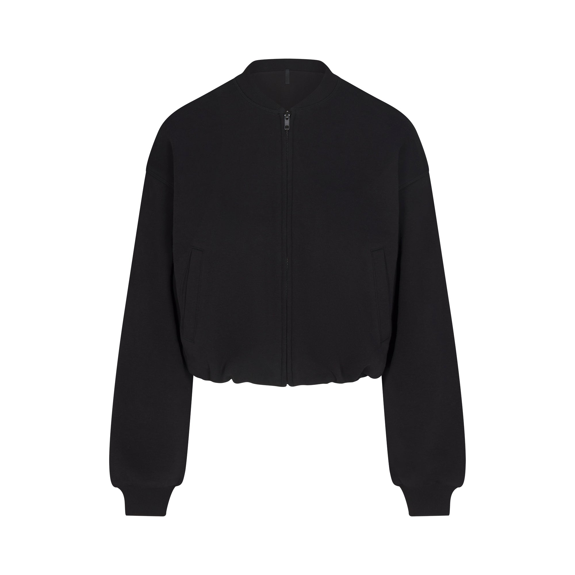 COTTON FLEECE BOMBER | ONYX FLAT ON A WHITE BACKGROUND | FLT