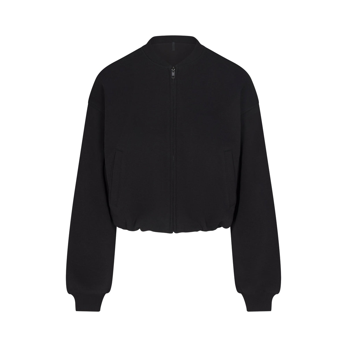 COTTON FLEECE BOMBER | ONYX FLAT ON A WHITE BACKGROUND | FLT