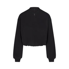 COTTON FLEECE BOMBER | ONYX FLAT ON A WHITE BACKGROUND | FLT