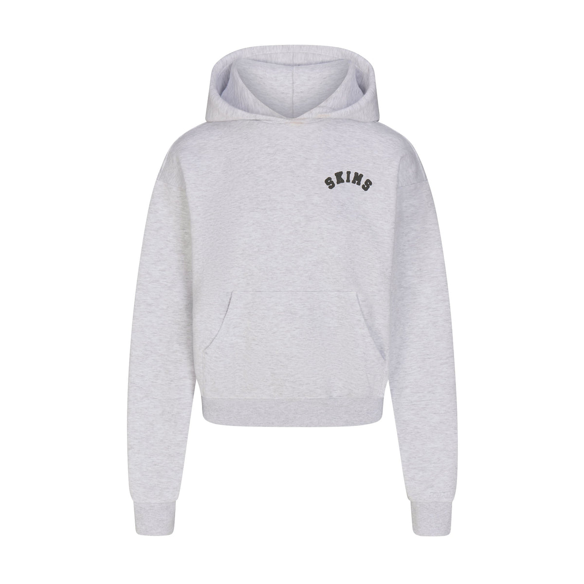 COTTON FLEECE CLASSIC HOODIE | LIGHT HEATHER GREY WITH ONYX LOGO FLAT ON A WHITE BACKGROUND | FLT