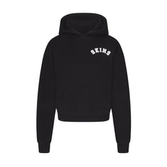 COTTON FLEECE CLASSIC HOODIE | ONYX SNOW ARCHED SKIMS LOGO ON A MODEL | FLT@ | FOCUS: 0.0, 1.0, 0.9