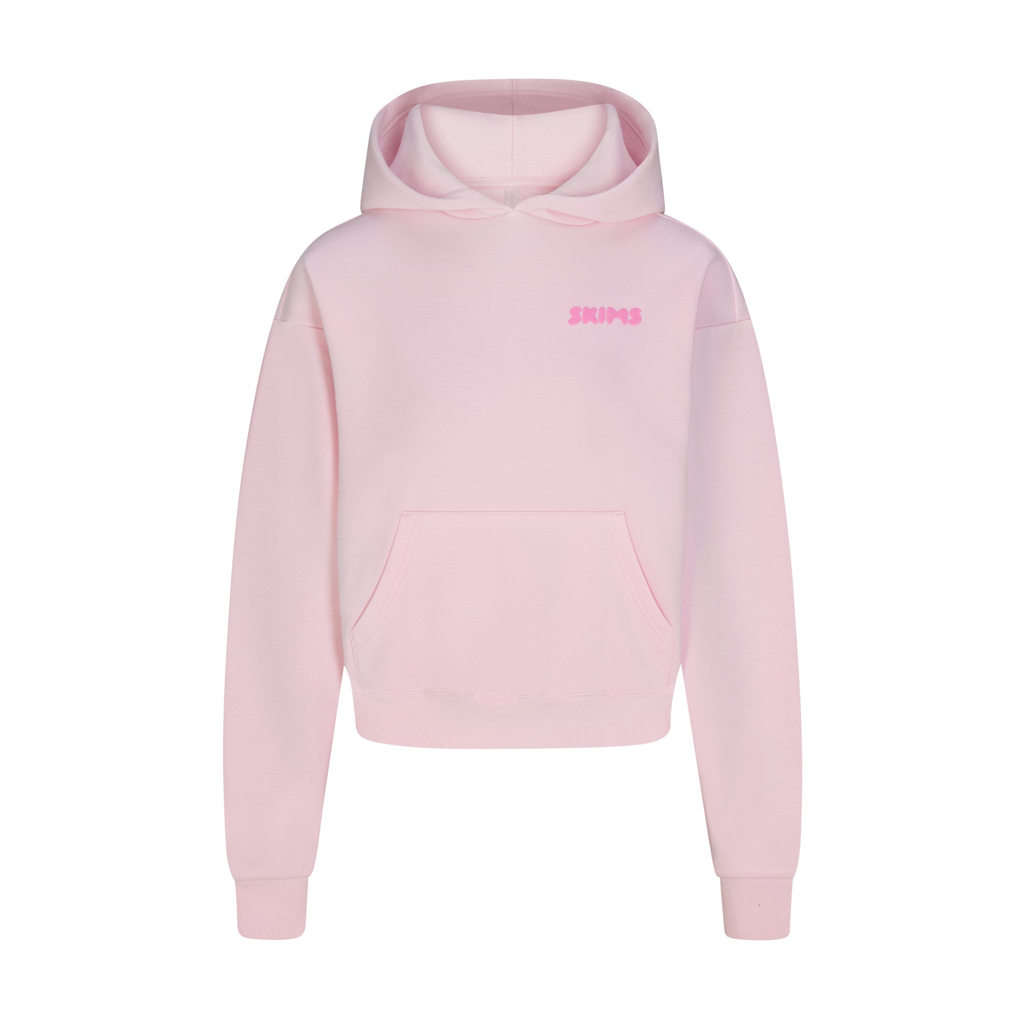 COTTON FLEECE HOODIE WITH EMBOSSED LOGO | CHERRY BLOSSOM FLAT ON A WHITE BACKGROUND | FLT