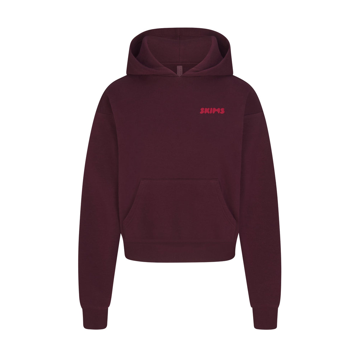 COTTON FLEECE HOODIE WITH EMBOSSED LOGO | CURRANT FLAT ON A WHITE BACKGROUND | FLT
