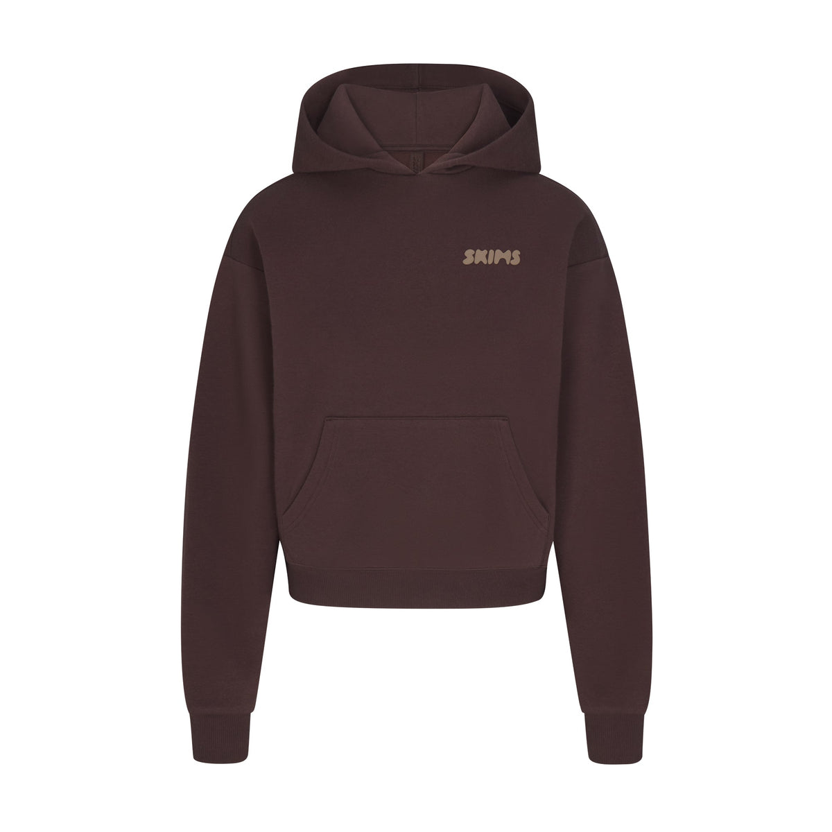 COTTON FLEECE HOODIE WITH EMBOSSED LOGO | ESPRESSO FLAT ON A WHITE BACKGROUND | FLT
