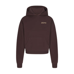 COTTON FLEECE HOODIE WITH EMBOSSED LOGO | ESPRESSO FLAT ON A WHITE BACKGROUND | FLT