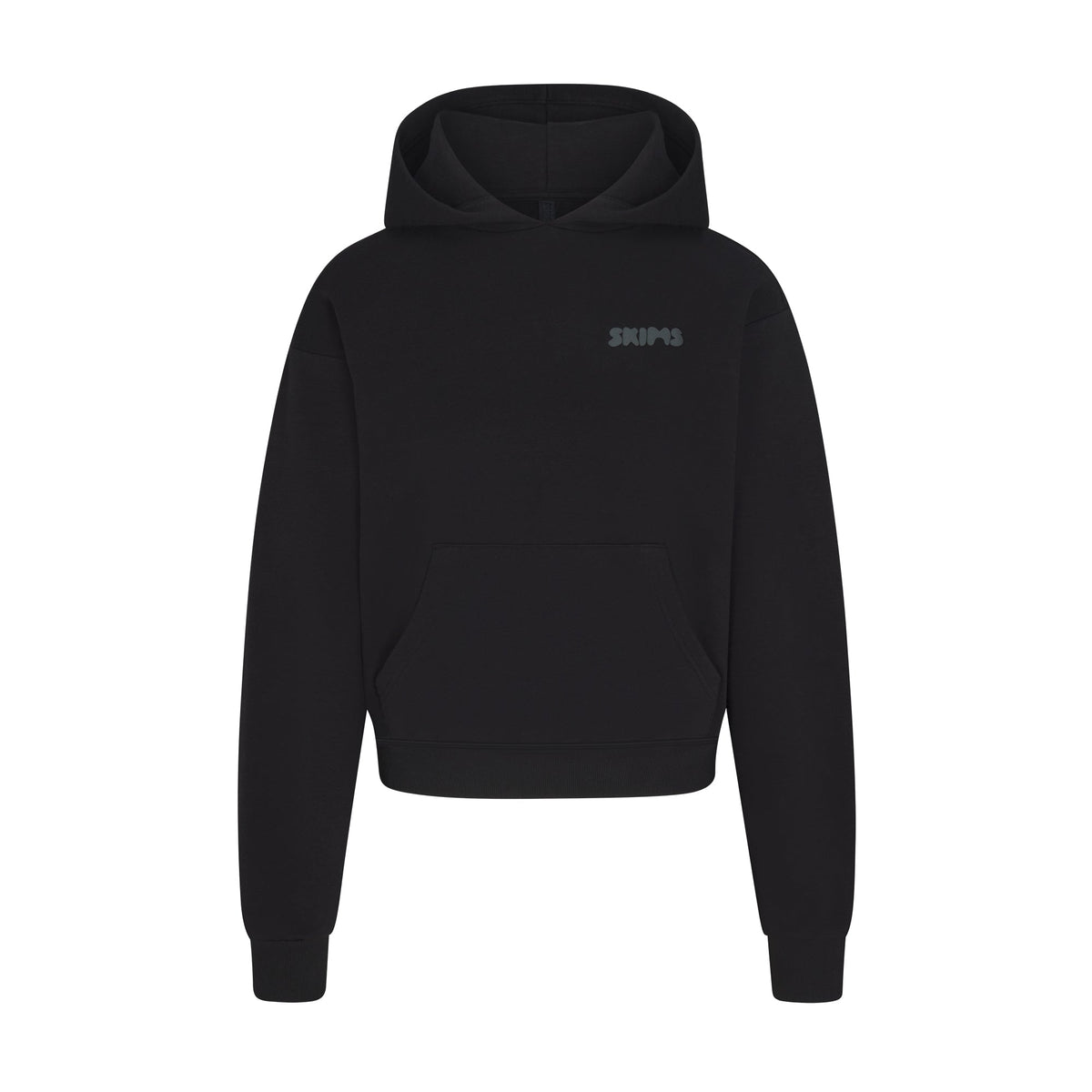 COTTON FLEECE HOODIE WITH EMBOSSED LOGO | ONYX FLAT ON A WHITE BACKGROUND | FLT