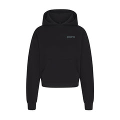 COTTON FLEECE HOODIE WITH EMBOSSED LOGO | ONYX FLAT ON A WHITE BACKGROUND | FLT