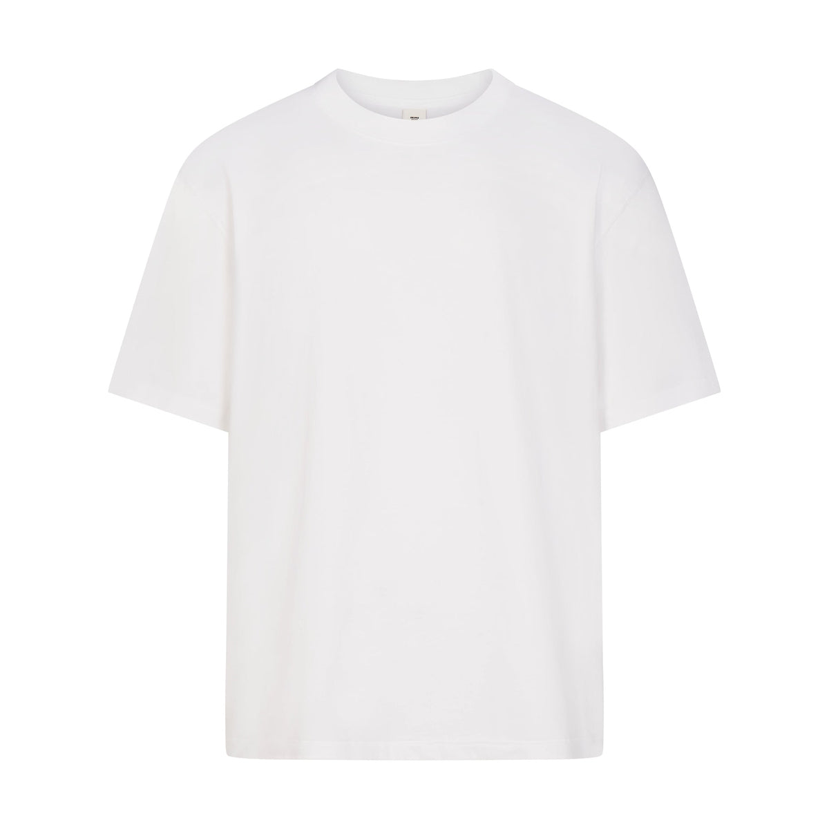 HEAVYWEIGHT COTTON MENS CLASSIC CREWNECK | CHALK LAYS FLAT ON A WHITE BACKGROUND | FLT