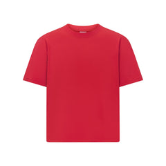 HEAVYWEIGHT COTTON MENS RELAXED CROPPED CREWNECK | WASHED RED FLAT ON A WHITE BACKGROUND | FLT
