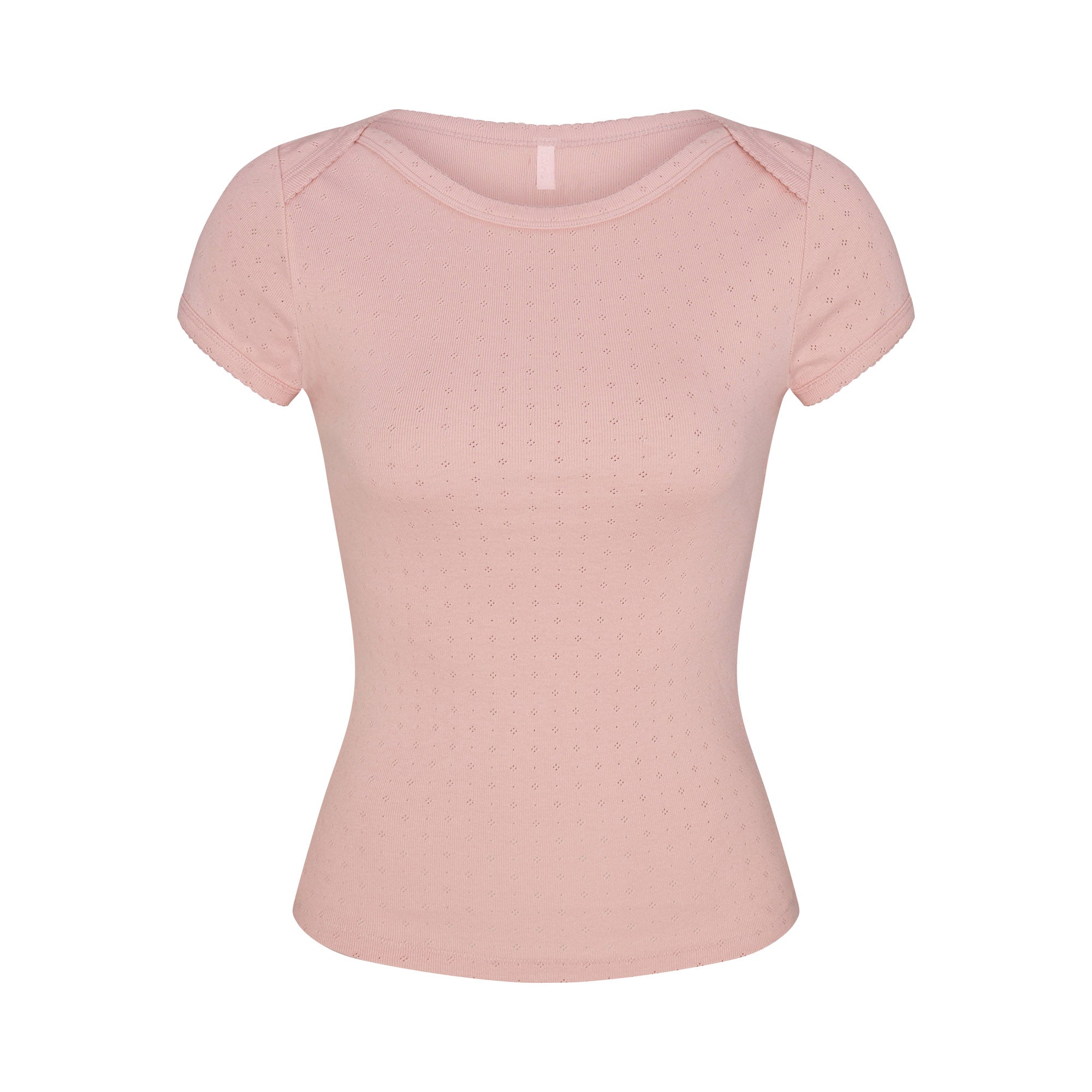 HEAVY POINTELLE BOATNECK TEE | MORGANITE FLAT ON A WHITE BACKGROUND | FLT