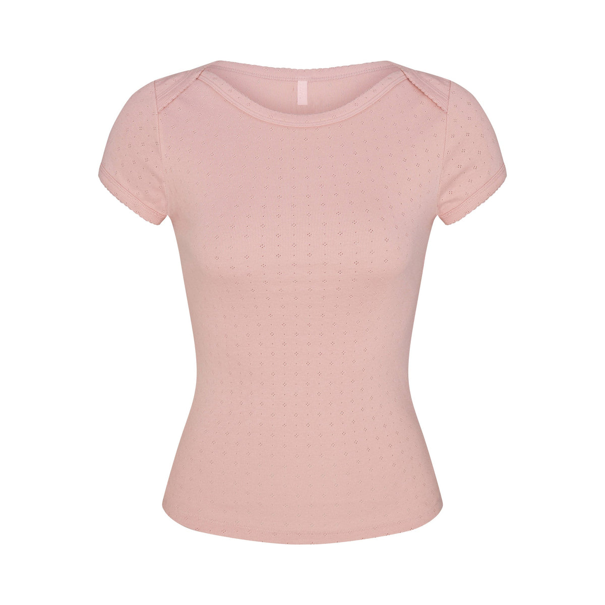 HEAVY POINTELLE BOATNECK TEE | MORGANITE FLAT ON A WHITE BACKGROUND | FLT